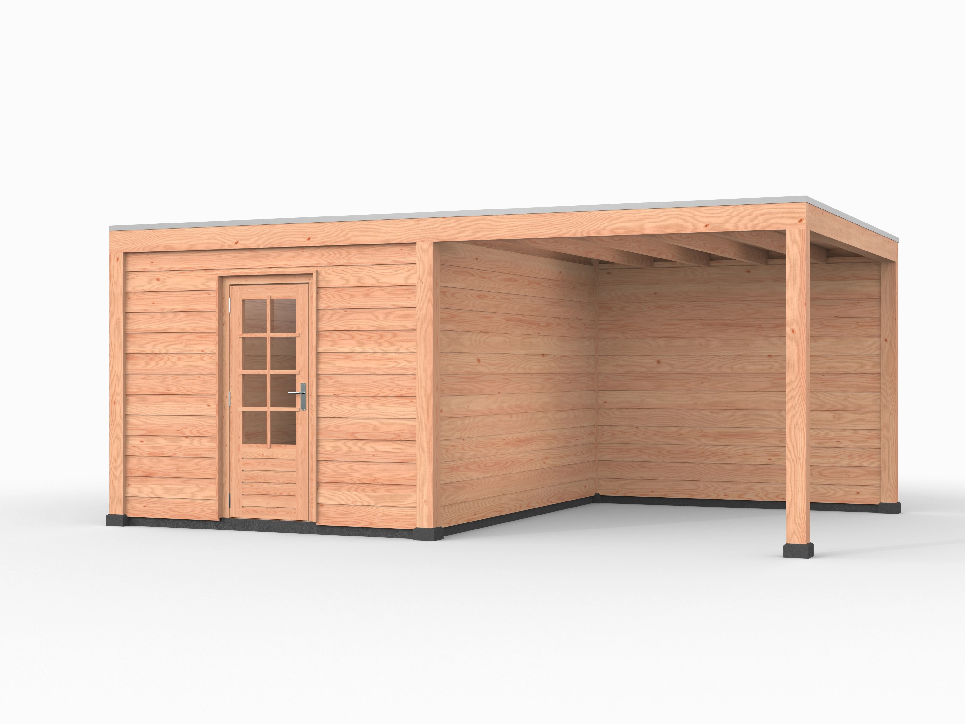 Douglas overkapping, 600 x 400, met achterwand en schuur, Westwood Elegant - Afbeelding 1